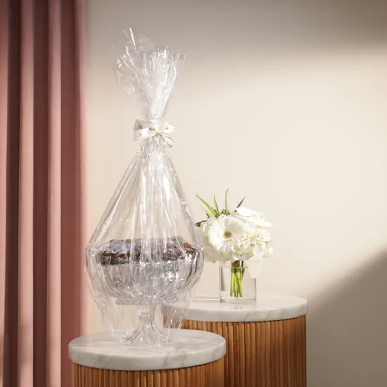 Floward Chocolate Oval Glass Tray | Happiness Flower Vase