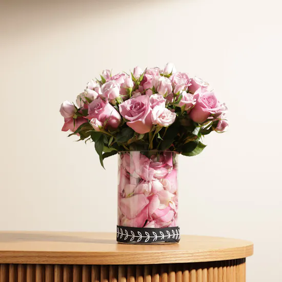Purple Roses | Cylinder Vase