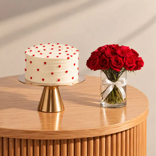 The Hummingbird Bakery Hearts Cake | Sweet Expression Flower Vase