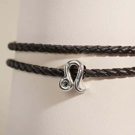 Pandora Moments Leather Bracelet with Zodiac Charm