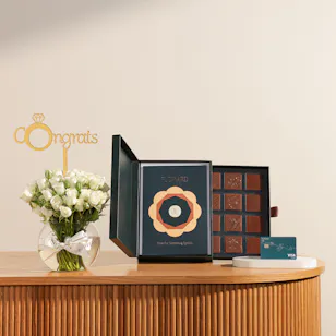 Floward Card 100 KWD and Chocolate Box | Congrats Bright Flower