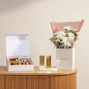 MyGovindas Rakhi Divine Bond Sweets Box | Paco Rabanne Parfum and Flowers MyGovindas Rakhi Divine Bond Sweets Box | Paco Rabanne Parfum and Flowers