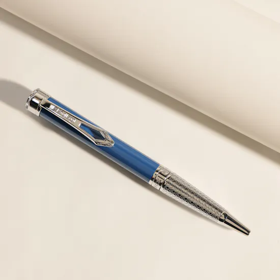 Roberto Cavalli Silver & Dark Blue Elegant Pen