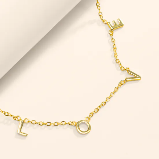 Hrh Love Separate Letter Gold-plated Necklace