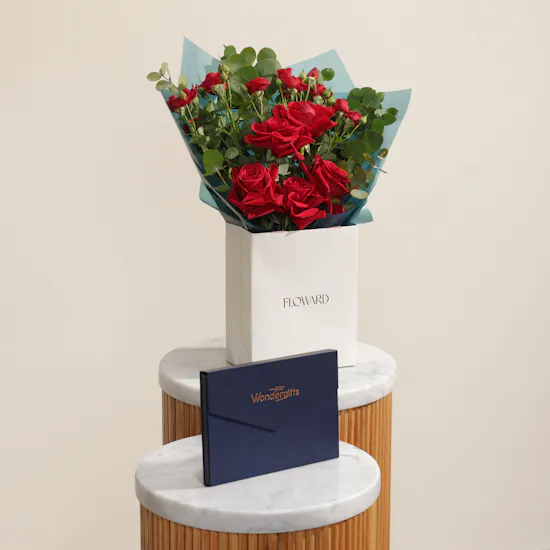 Wondergifts Date Night Dining Experience Gift Voucher | Tonight Is Ours Flower Bouquet