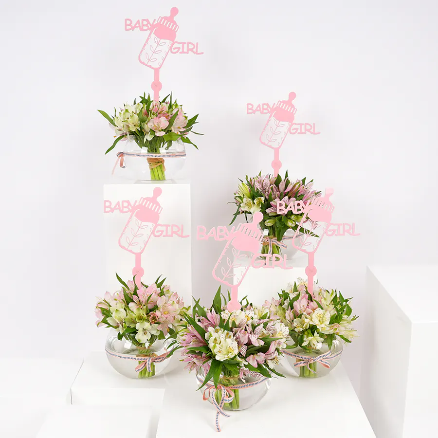 New Baby Girl Reception Vases | Delicate Alstroemeria  2