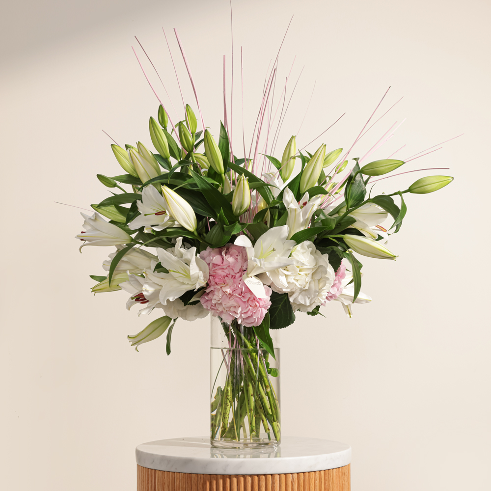 هيدرانجيا و ليليوم | مزهرية زهور