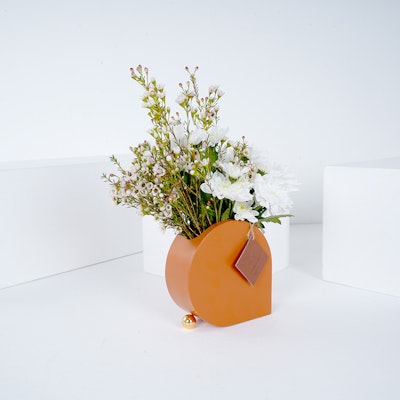 White Charm | Chrysanths & Waxflower | Ceramic Floral Vase 