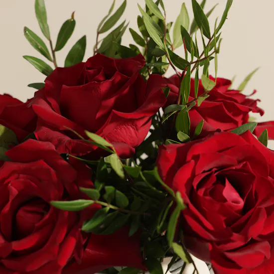 Blush of Romance Red Roses Vase