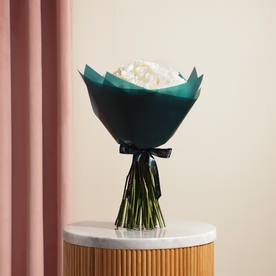 Elegant White Roses Bouquet | 50 Roses