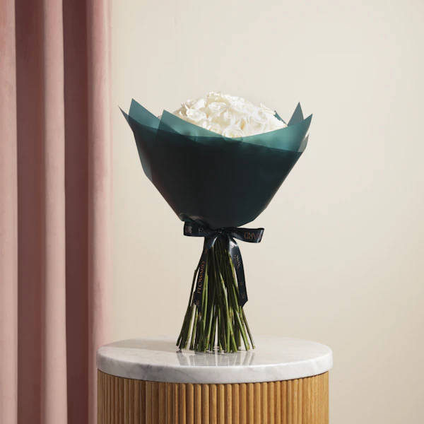 Elegant White Roses Bouquet | 50 Roses