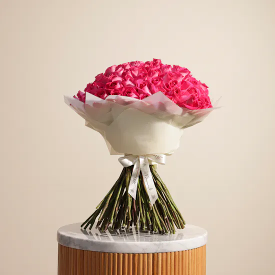 Magnificent Fuchsia | 100 Rose Bouquet
