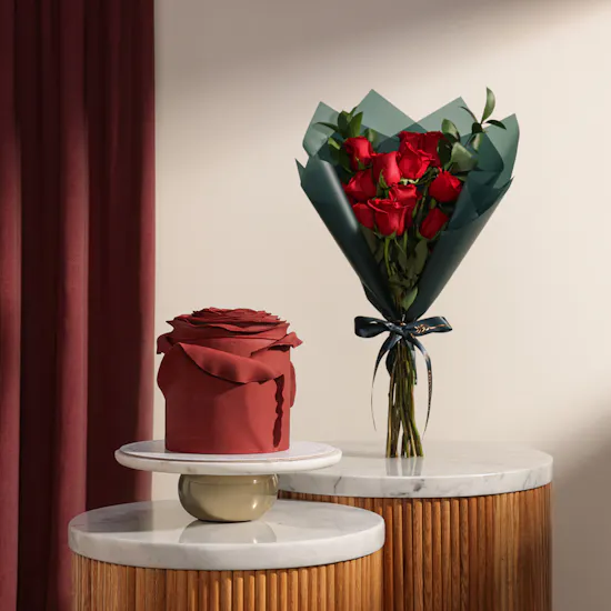 Floward Red Rose Premium Cake | Sacred Passion Flower