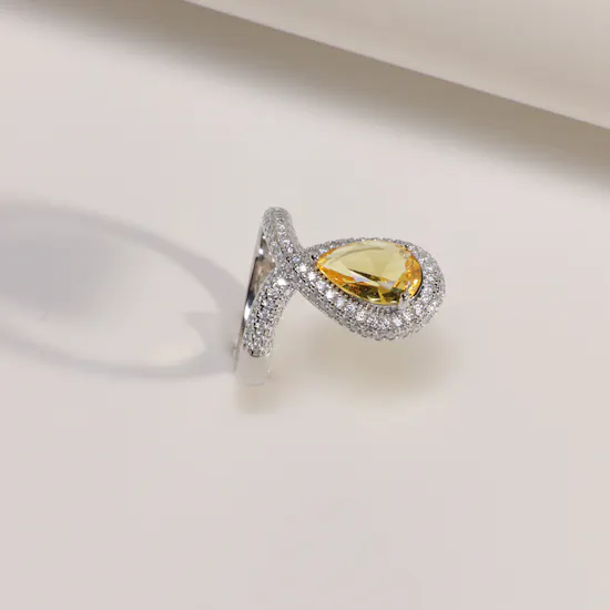 Floward Yellow Sapphire Drop Ring | Size 8