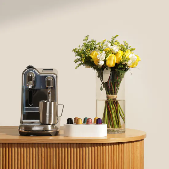 Nespresso Creatista Pro Coffee Machine with Capsules Set | Spring Flower Vase
