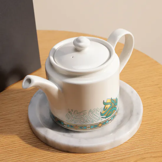 Dimlaj Porcelain Coffee Pot | Gold & Green