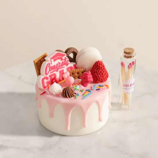 Done by SHK Pink Graduation Cake Candle