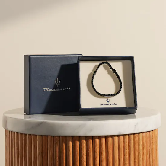 Maserati Men Black Leather Bracelet