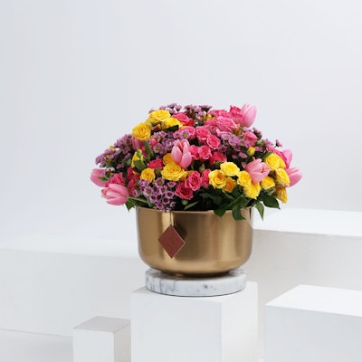 Colorful Flowers | Golden Vase