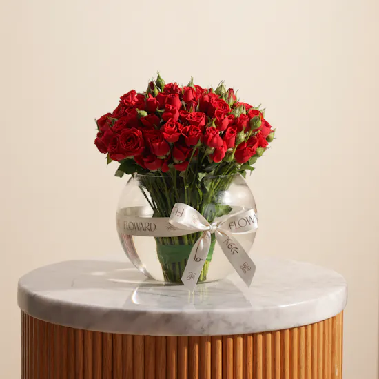 Red Baby Roses Vase | 35 Flowers