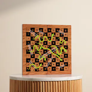 Merchant Ambassador Folding Wood Snakes and Ladders Set