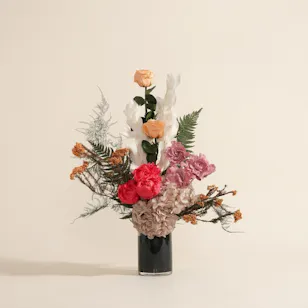 Golden Sunset Preserved Flower Vase