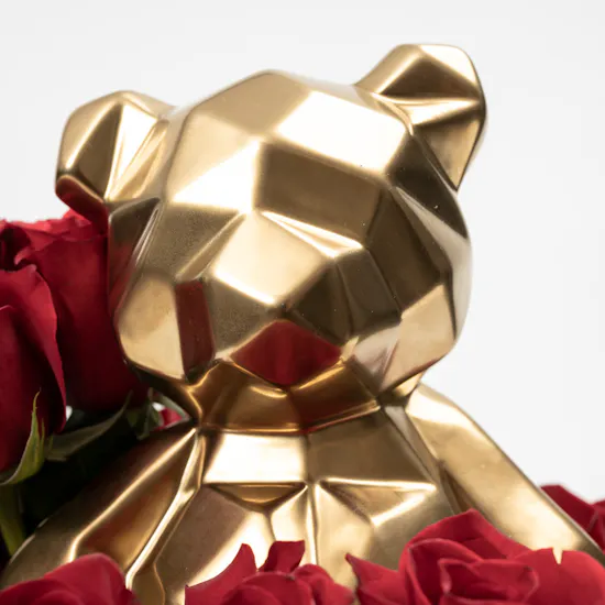 Teddy Bear | Red Roses Vase