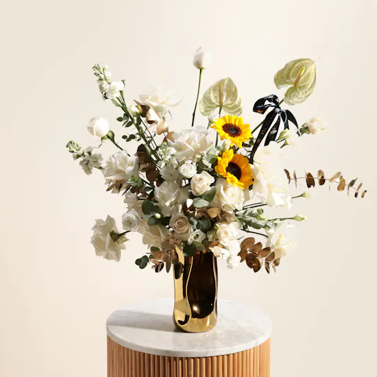 Sunlit Ivory Flowers Vase