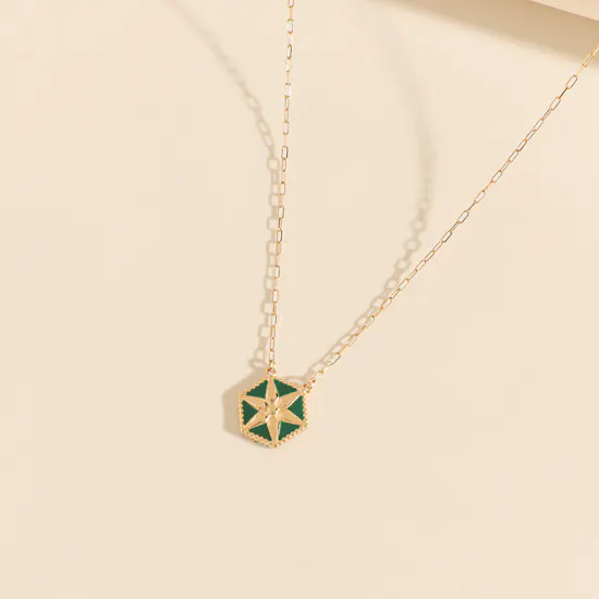 Midad Bahja Green Color Gold Necklace