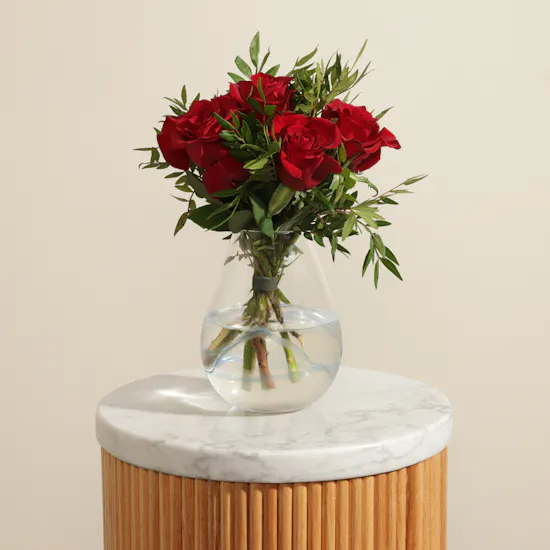 Radiant Romance Red Rose Vase