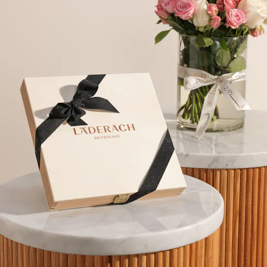 Läderach Wooden Chocolates Praline Box | Get Well Soon Flowers Vase