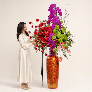 مزهرية زهور بهاء القصور الأحمر