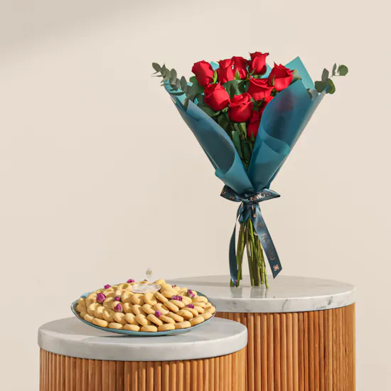Baraka Dates Eid Mubarak Kuwaiti Ghuraiba Tray | Charming Flowers