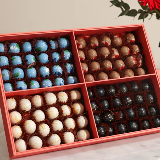 Nua Large Classic Chocolate Bonbon Slipcase Box | Joyful Nights Flower Vase