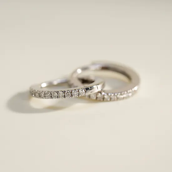 Gold Land Hoop Diamond Earrings