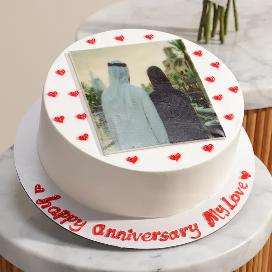 Mister Baker Personalized Love Photo Cake | Delicate Flower Bouquet