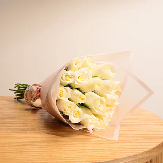 Whispering Snow Roses Bouquet