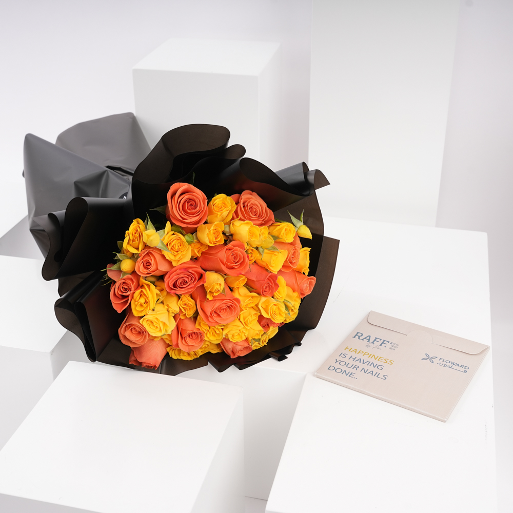  بطاقة هدايا من صالون تجميل راف من  باريس | باقة ورود مشرقة