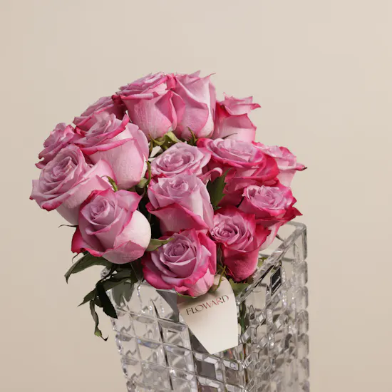 Rogaska Charm Atrium Crystal Purple Roses Vase