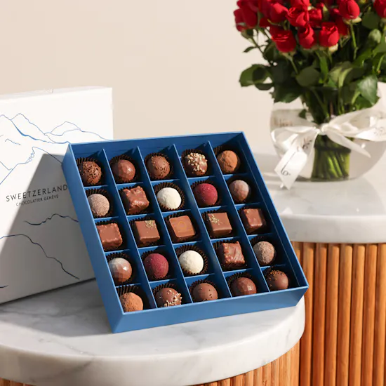 Sweetzerland Elegant Chocolate Box | Birthday Red Flowers