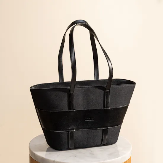 Minilet Leather and Canvas Tote | Black