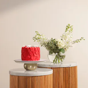 December Cake Red Hearts Customized Cake | Blush Aura Flowers