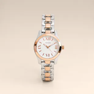 Guess Veda Two Tone Silver and Rose Gold Women's Watch