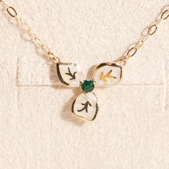 L'azurde Gold with Green Stone Necklace