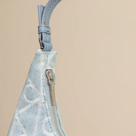 Calvin Klein Allover Emblem Logo Denim Shoulder Bag