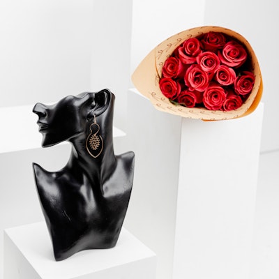 Jewelry House Leaf Earrings | Fuchsia Roses
