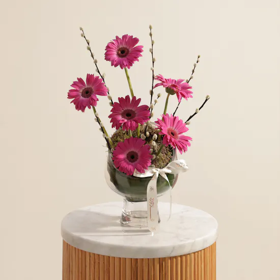 Fuchsia Gerbera Garden Flower Vase