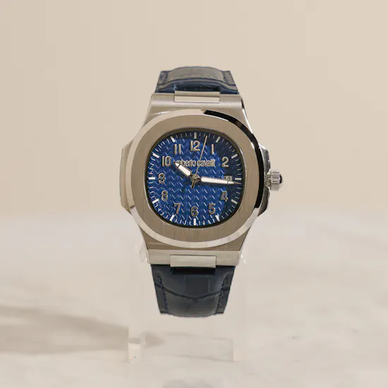 Roberto Cavalli Gent Blue Leather Men’s Watch