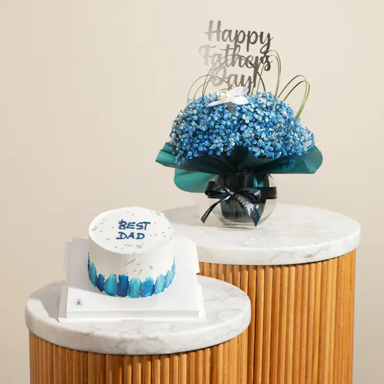 Sweet Sensation Best Dad Blue Palette Knife Cake | Delightful Flowers