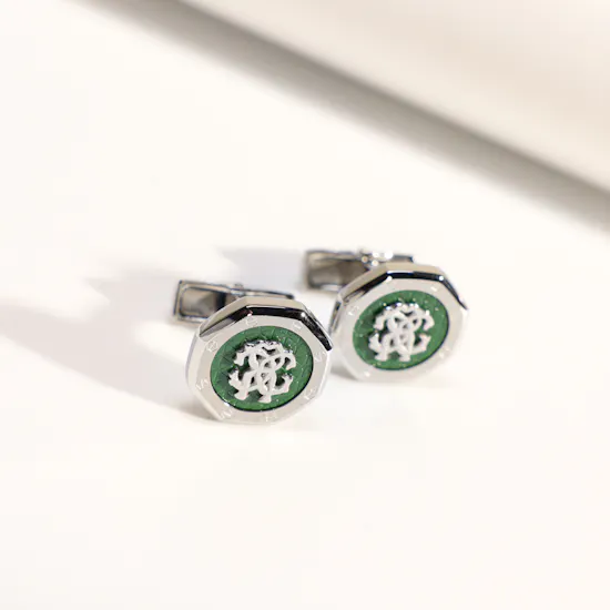 Roberto Cavalli Silver & Green Men's Cufflinks